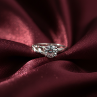 Silver Plated with Round-Cut Crystal Engagement Ring For Women