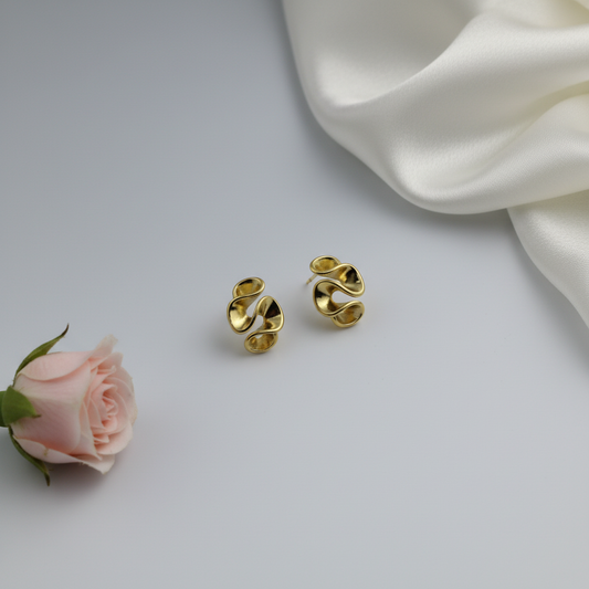 Auric Flow Abstract Gold Studs