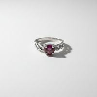 Radiant Blossom Silver Plated with Pink Crystal Ring For Women