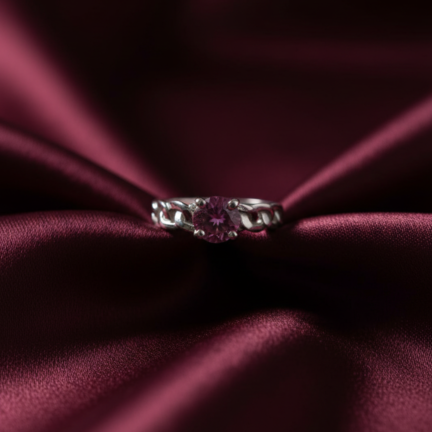 Radiant Blossom Silver Plated with Pink Crystal Ring For Women