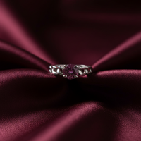 Radiant Blossom Silver Plated with Pink Crystal Ring For Women