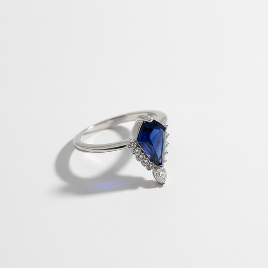 Silver Plated Midnight Elegance Sapphire Blue Ring For Women