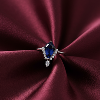 Silver Plated Midnight Elegance Sapphire Blue Ring For Women