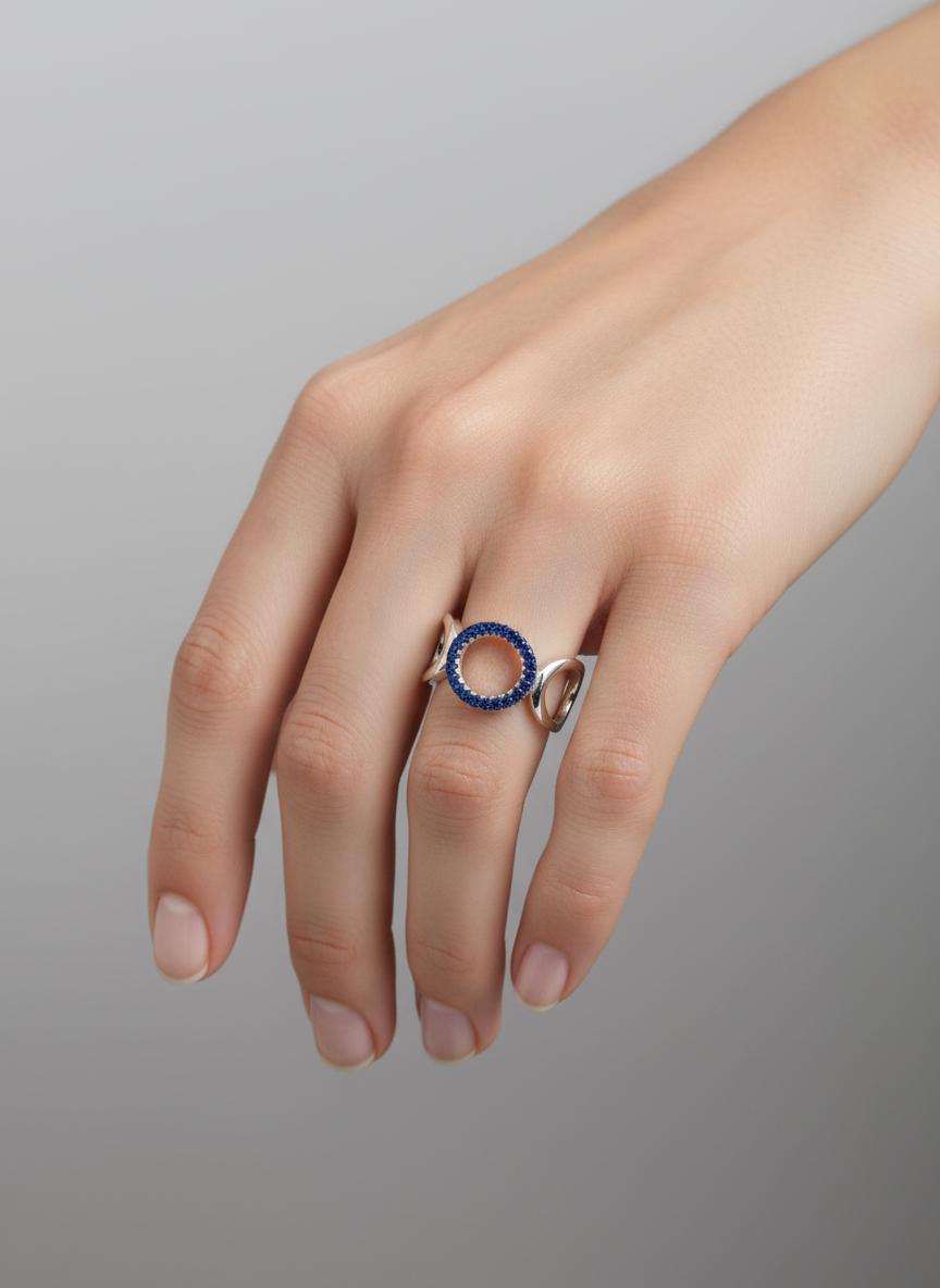 Azure Aura Open Circle Ring