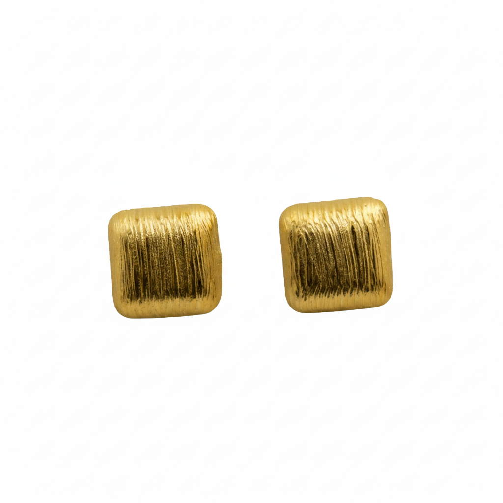 Golden Aura Textured Square Studs